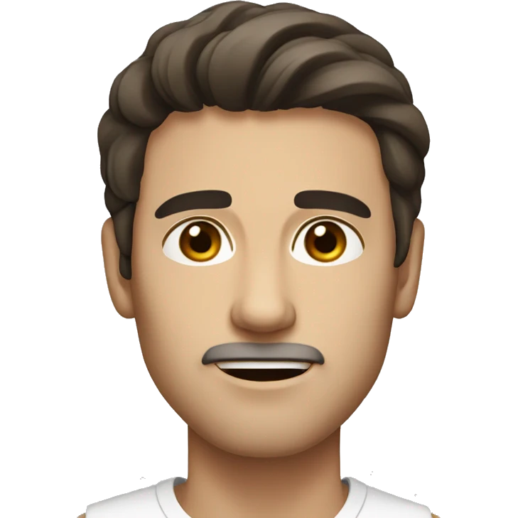 Man with medium-long dark brown hair, thin face, brown eyes emoji