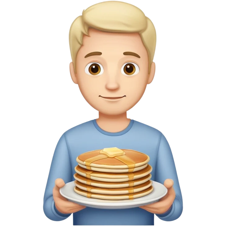 Мужчина до пояса в руках тарелка с блинчиками emoji