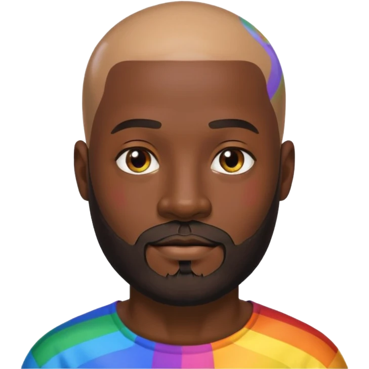   Gay African Man with rainbow skin with beard and bald head  emoji
