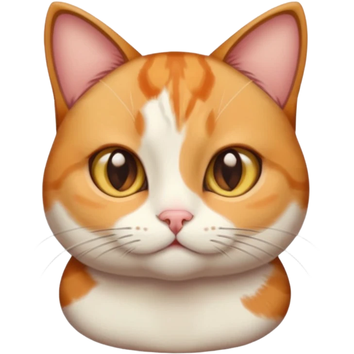 calico cat with cute slim face, small head, hazel eyes, and short but chubby body emoji