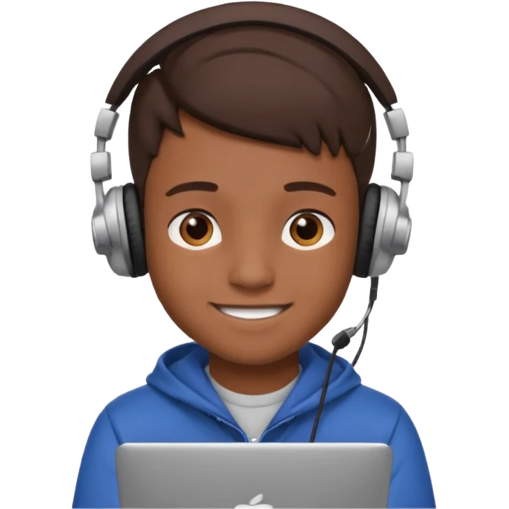 a boy attainting a Online Classes happily  emoji