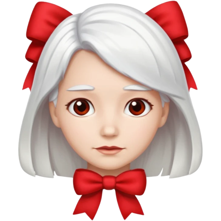 back view of white hair with red bow emoji