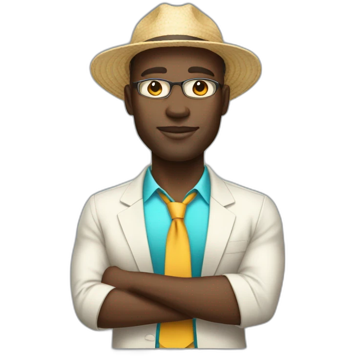 very light skinned African business manager in beach wear emoji