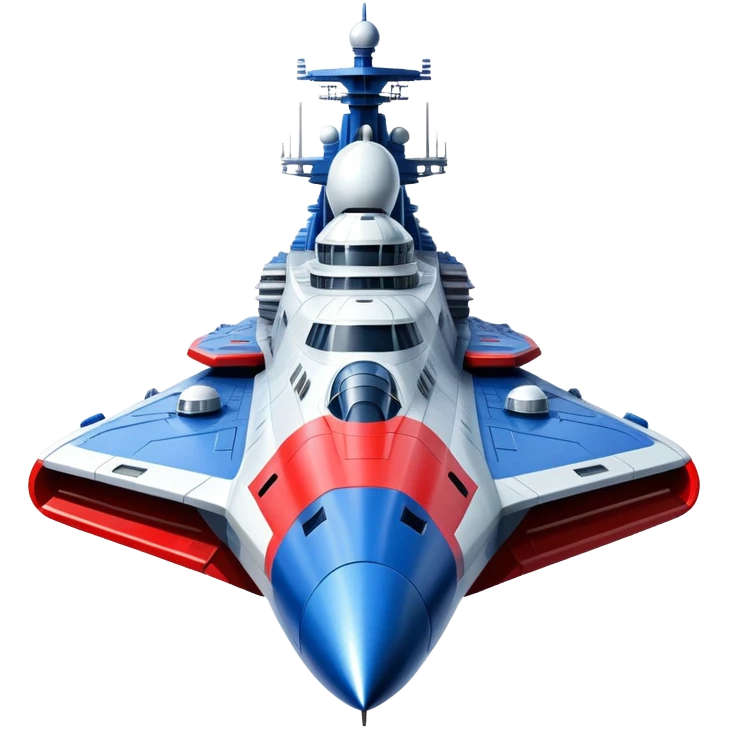 Enormous Russian battle cruiser spaceship with red white and blue markings emoji