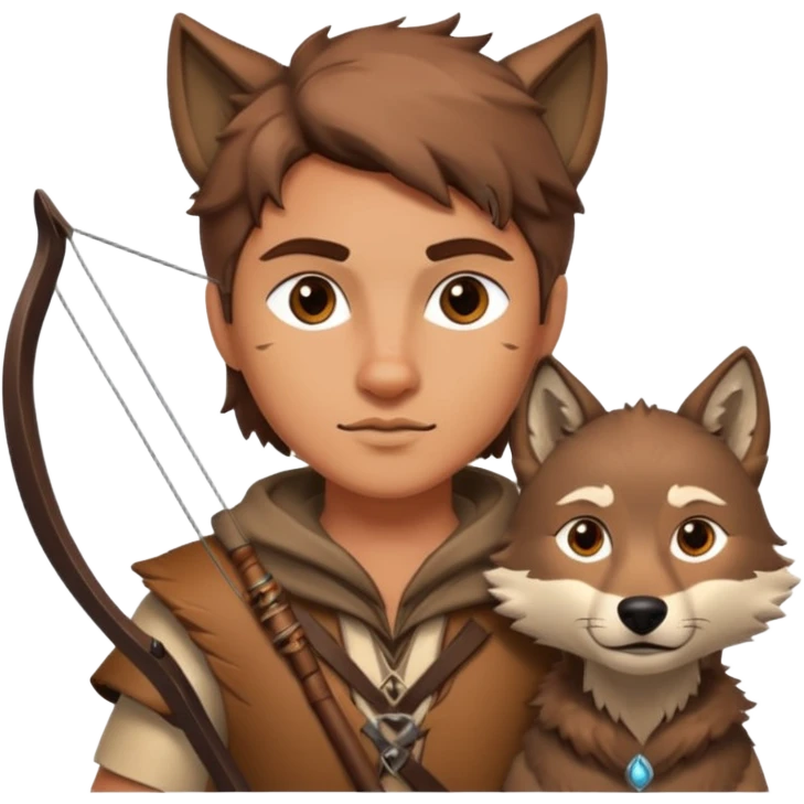 un archer avec un loup de conpagnie emoji