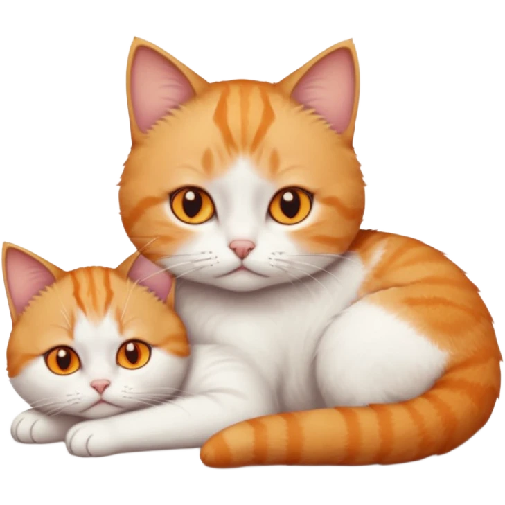 full body sad tiny short hair ginger and white cat with orange eyes lying down emoji