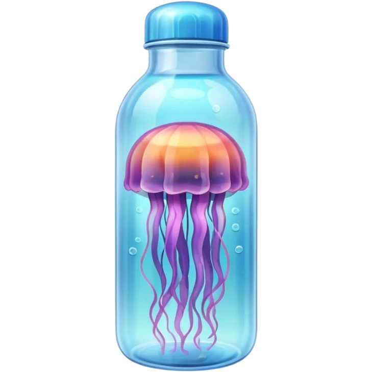 sea jellyfish stuck plastic bottle emoji
