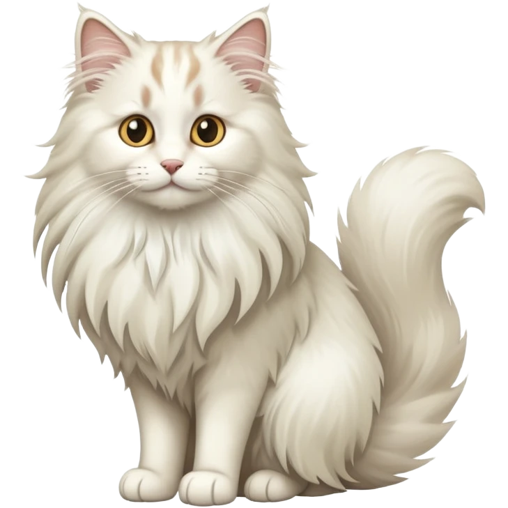 White norwegian forest cat with long fluffy fur and bushy tail emoji