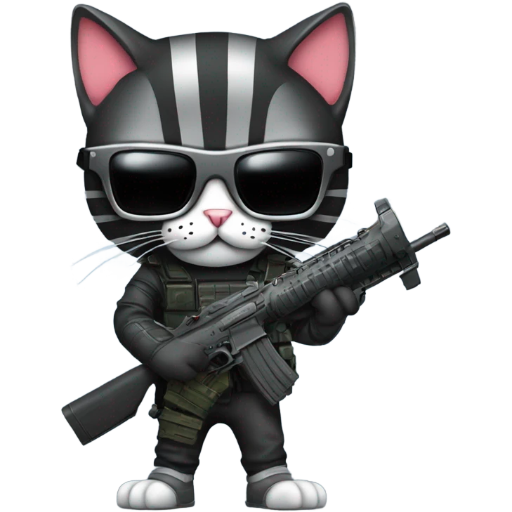cat terminator, with m-16 rifle emoji