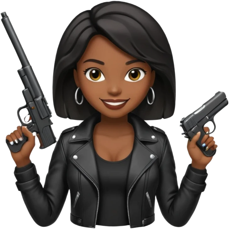 A sexy black female gangster with a gun emoji