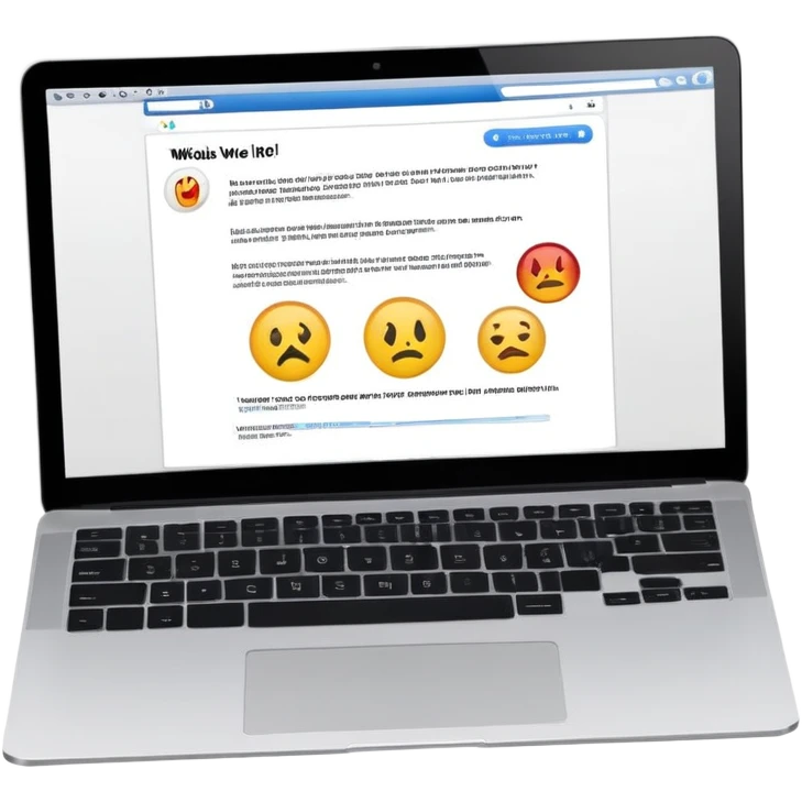 Website on laptop shows error emoji