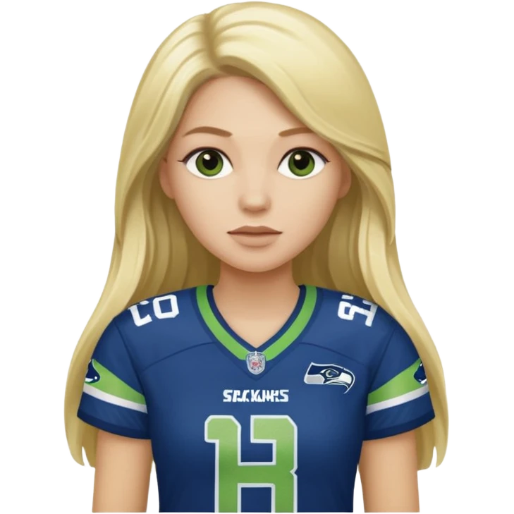 Long blonde hair seahawks fan female emoji