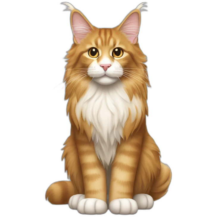 golden maine coon cat with white front paws emoji