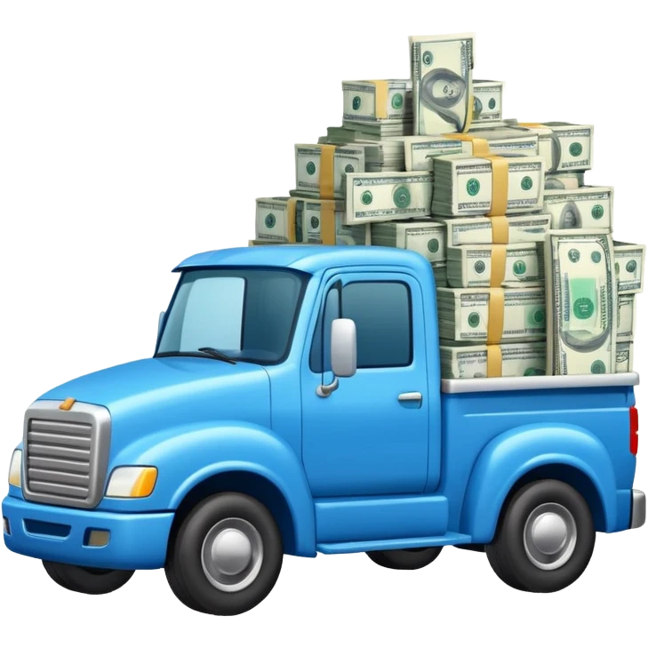 blue truck with money emoji