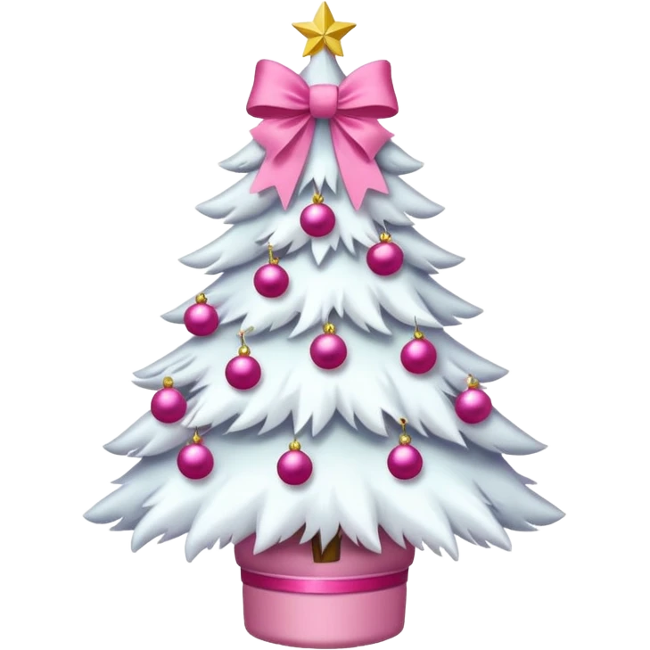 WHITE CHRISTMAS TREE WITH PINK BOWS emoji