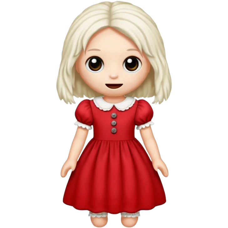 Toy ragdoll in red dress  emoji