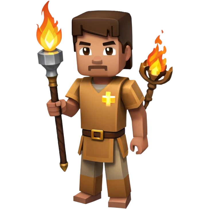 Minecraft character holding a torch emoji