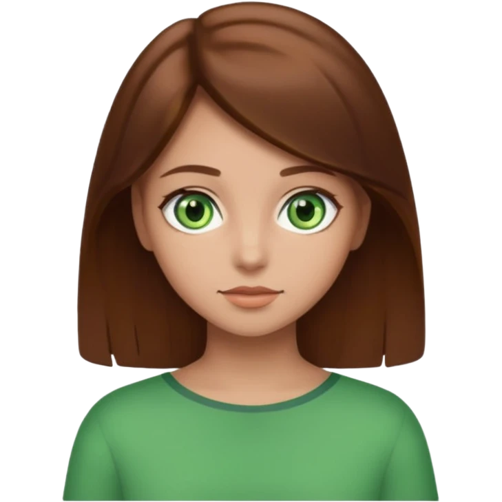 Vull una noia amb els cabells marró per les espatlles i ulls verds emoji