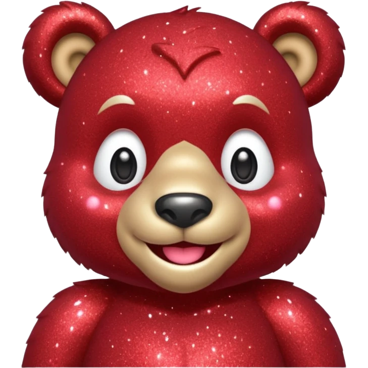 red glitter sweet bear Happy  emoji