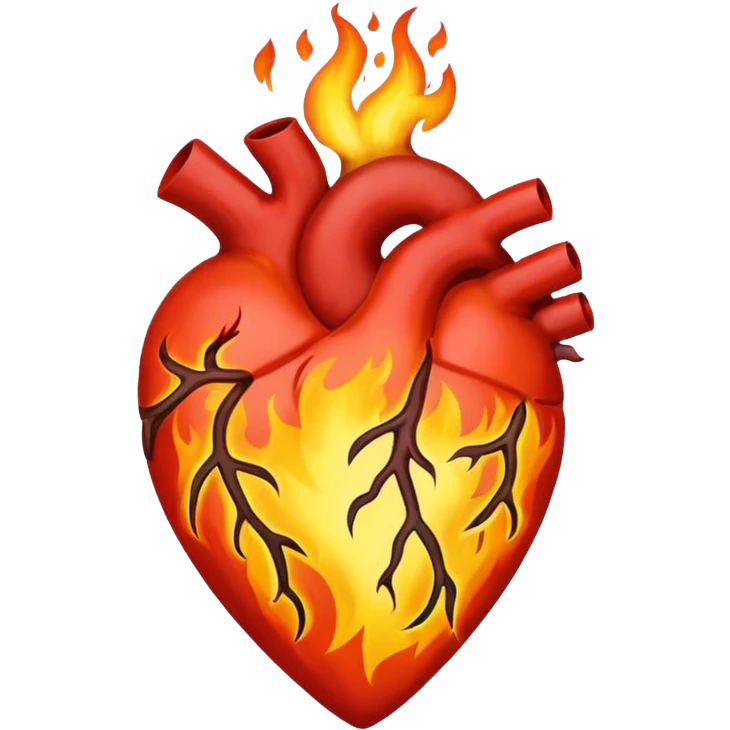 Anatomy correct heart on fire emoji