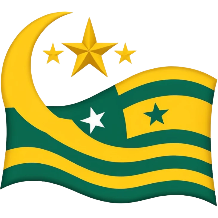 Flag of the actual Azad Kashmir with yellow stripes,green background and white moon and star emoji