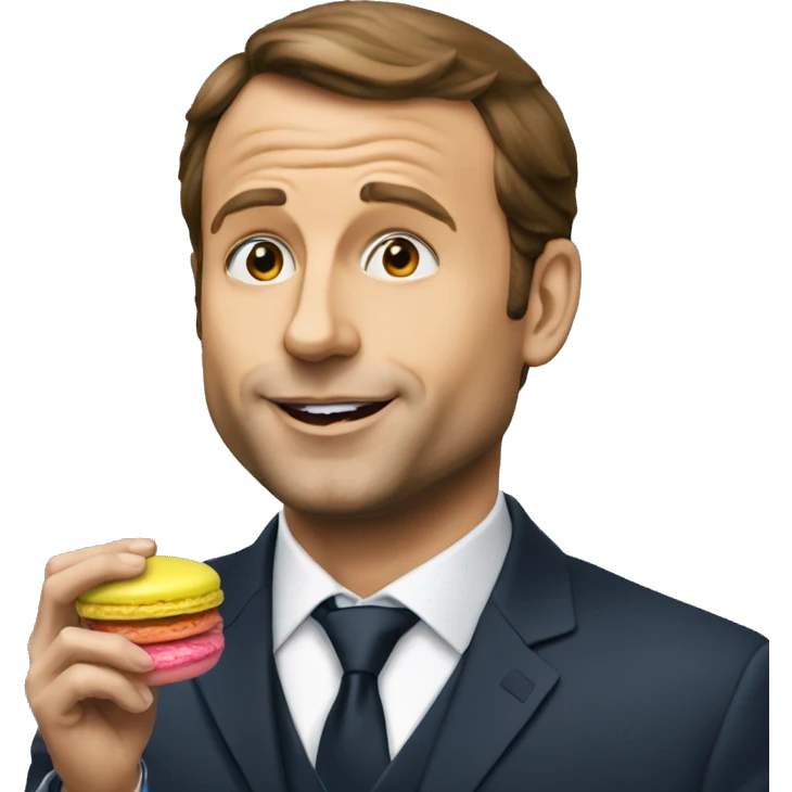 Macron qui mange un macaron emoji