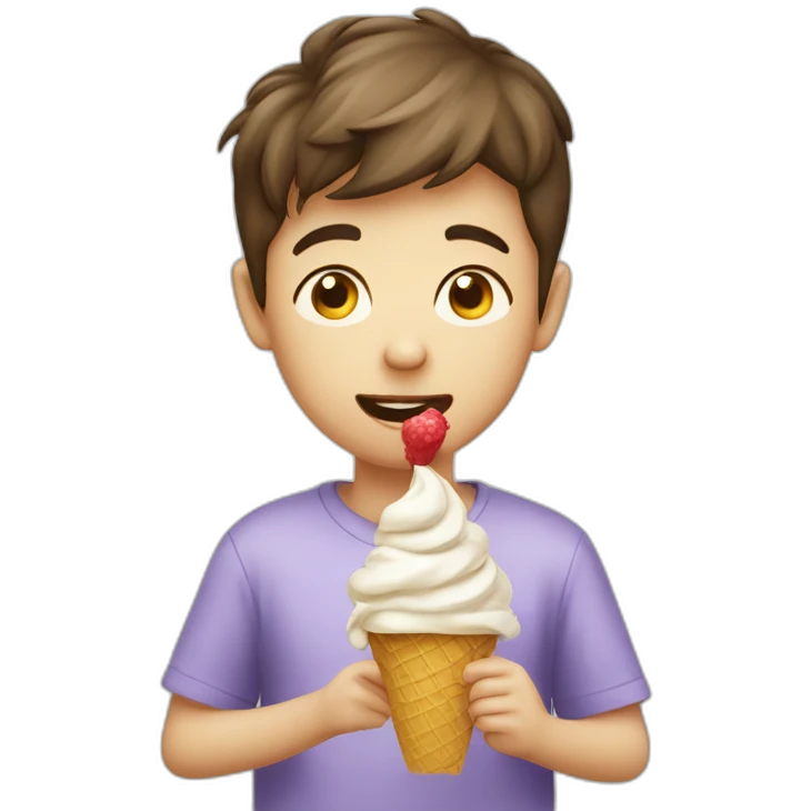 Boy trying to pic icecream flavour emoji