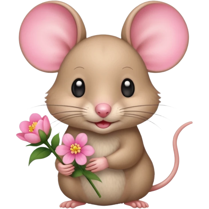 mouse holding flower emoji