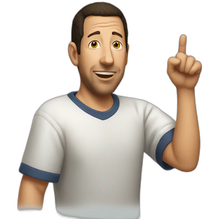 Adam Sandler as the pointing wojak emoji