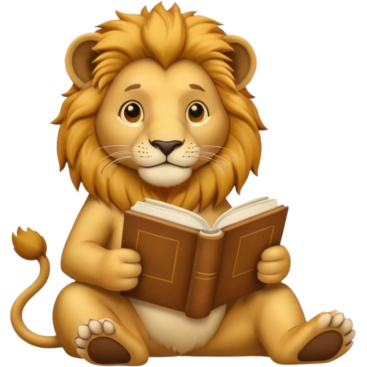 lion reading a book emoji