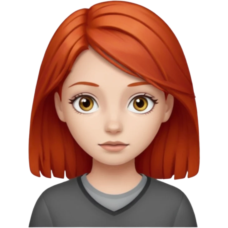 Дівчина з рудим волоссям і сірими очима emoji