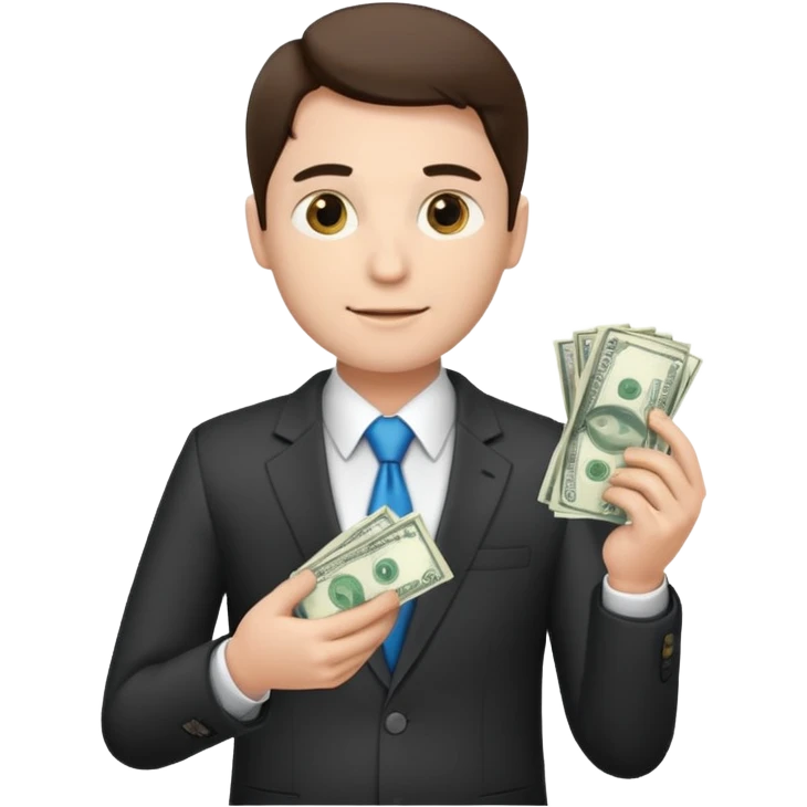 CEO with money in his hands donating to hospital emoji