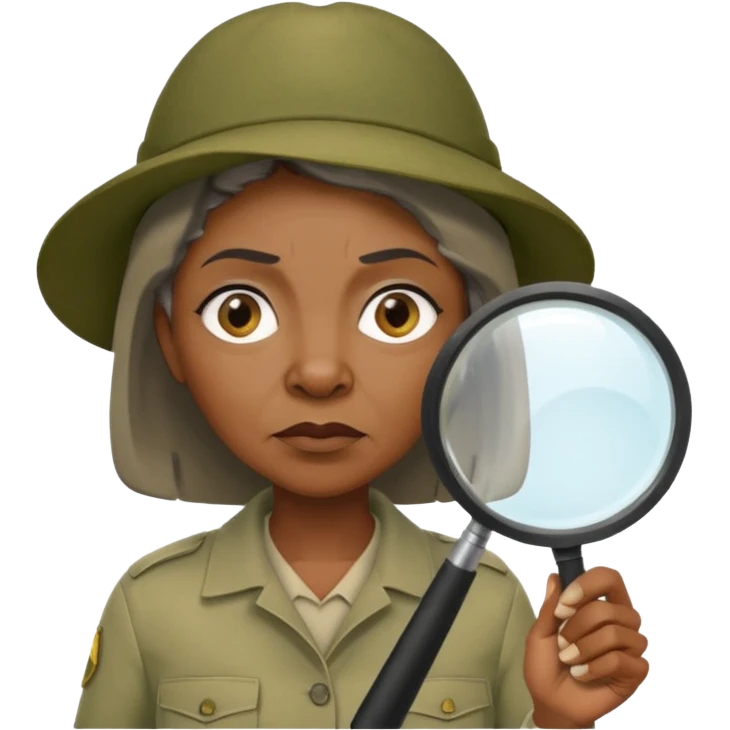 an old black woman with jungle and magnifying glass emoji