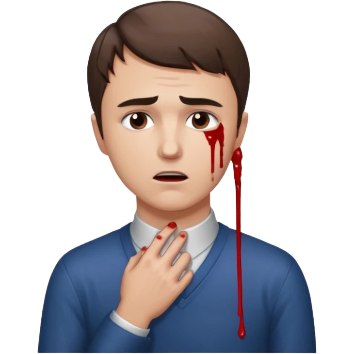 charlie kirk holding his neck with his right hand in pain and add blood  emoji