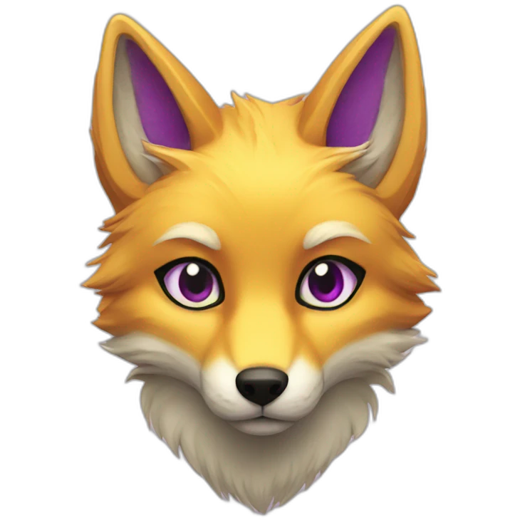 yellow purple fox furry green eyes emoji