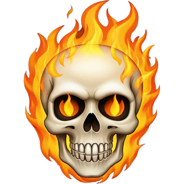 A burning skull with high flames emoji