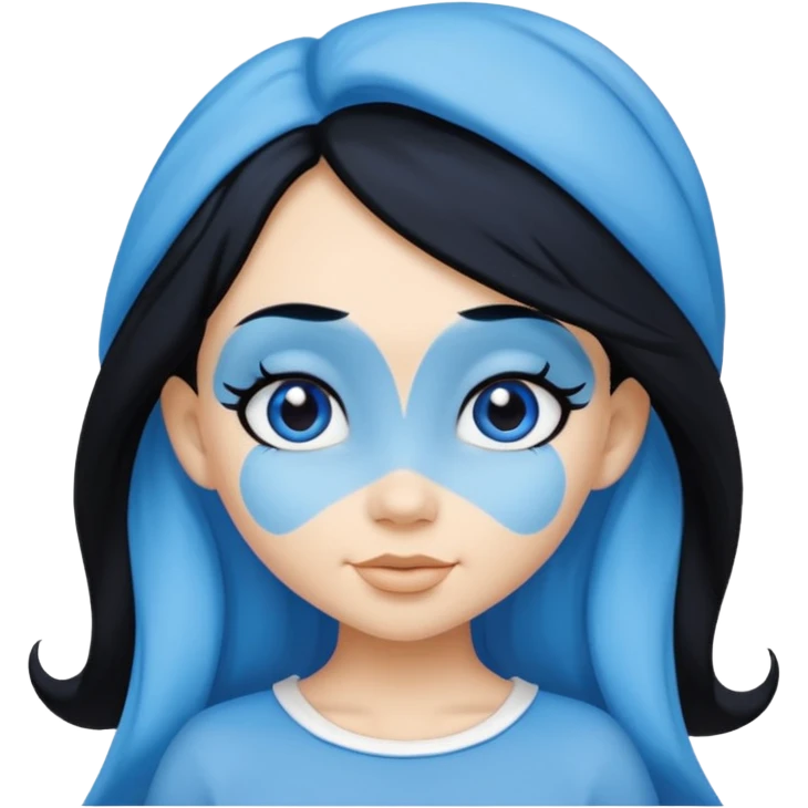 Smurffete with black hair and blue skin emoji