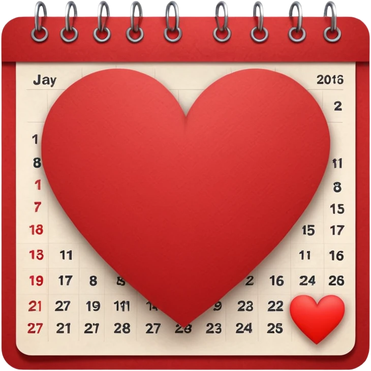 calendar page with a heart symbol emoji