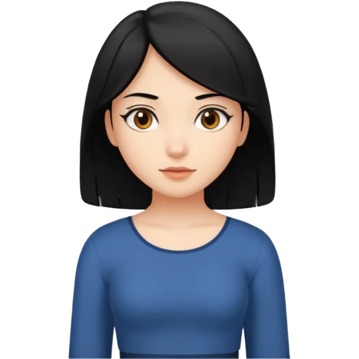 девушка с черными волосами и карими глазами по пояс emoji