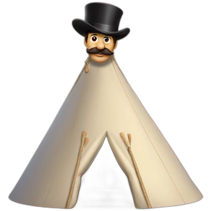 Ted lasso with a top hat in a teepee emoji