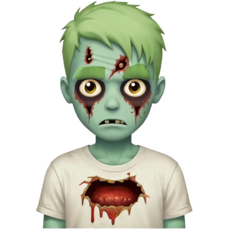 a zombie boy with a ondulado hair and a white t shirt  emoji