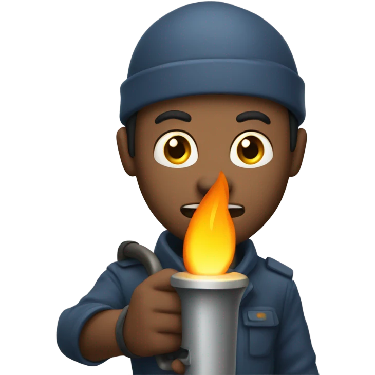 a guy holding torch in hand and scare emoji