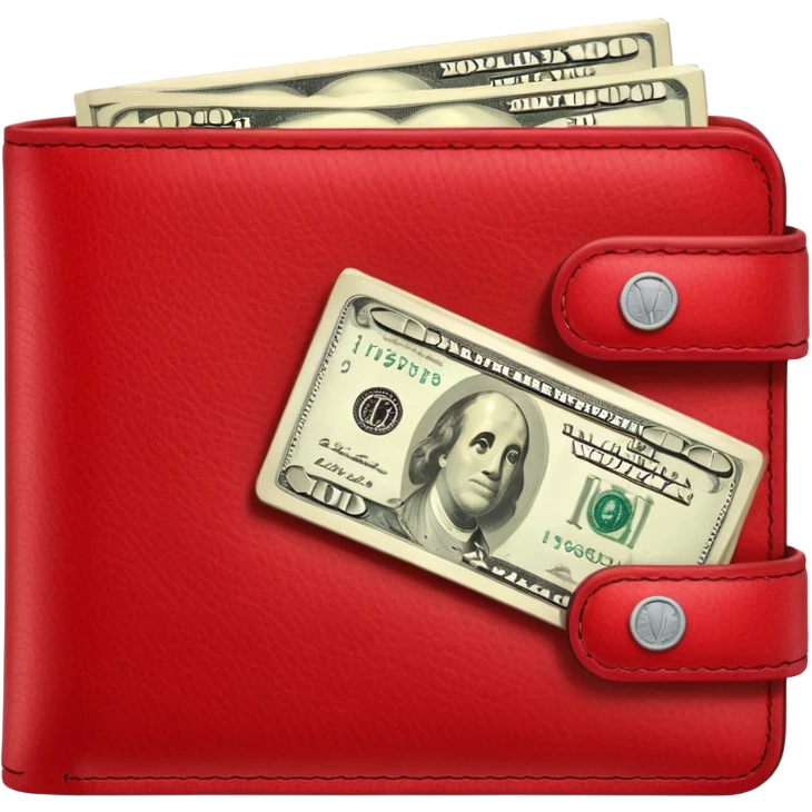 Red wallet with dollars emoji