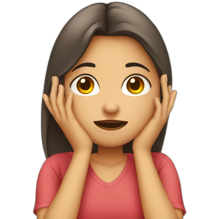 Girl shy with hand on face emoji