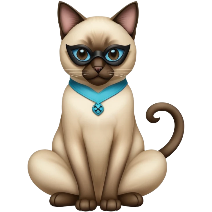 siamese cat full body sitting with a mask emoji
