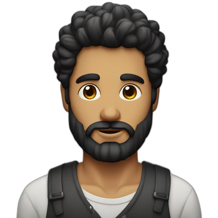 Hombre de tes morena con barba, anteojos de pasta negros y pelo largo emoji