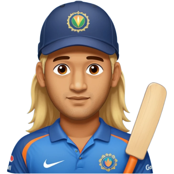 MS Dhoni with long hair emoji