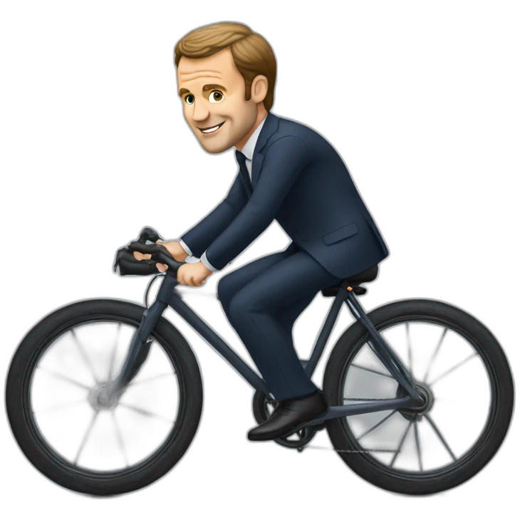 Macron wheeling on bike emoji