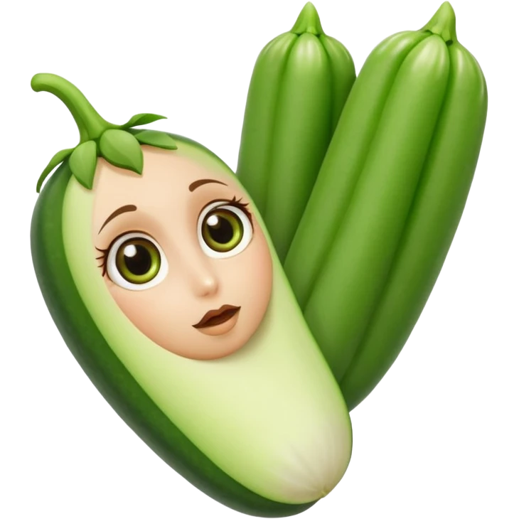 lady finger vegetable keeping the shape normal with big eyes emoji