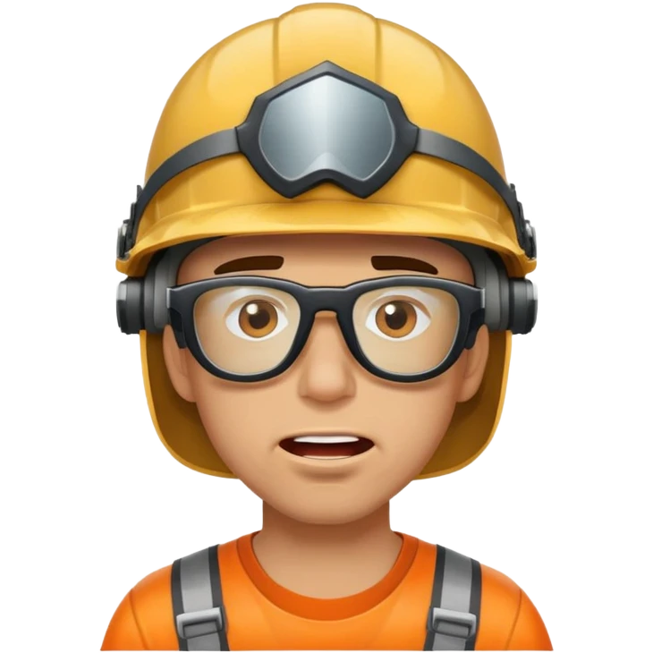 guy with broken glasses helmet and drooling emoji